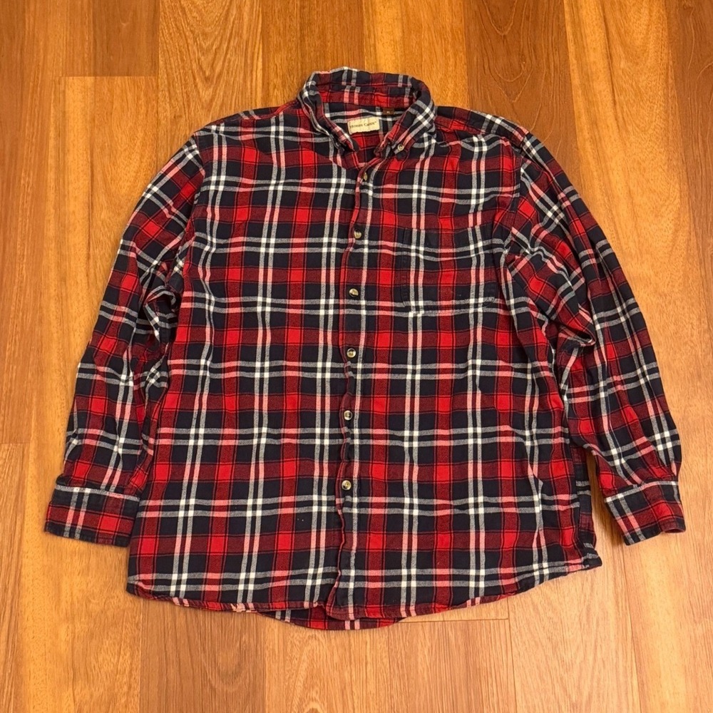 Hobbs Creek Red & Blue Multicolor Plaid Flannel Shirt Men's Size XL